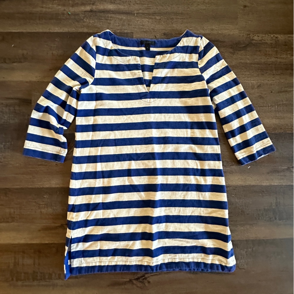 J Crew blue and white stripped dress size Medium